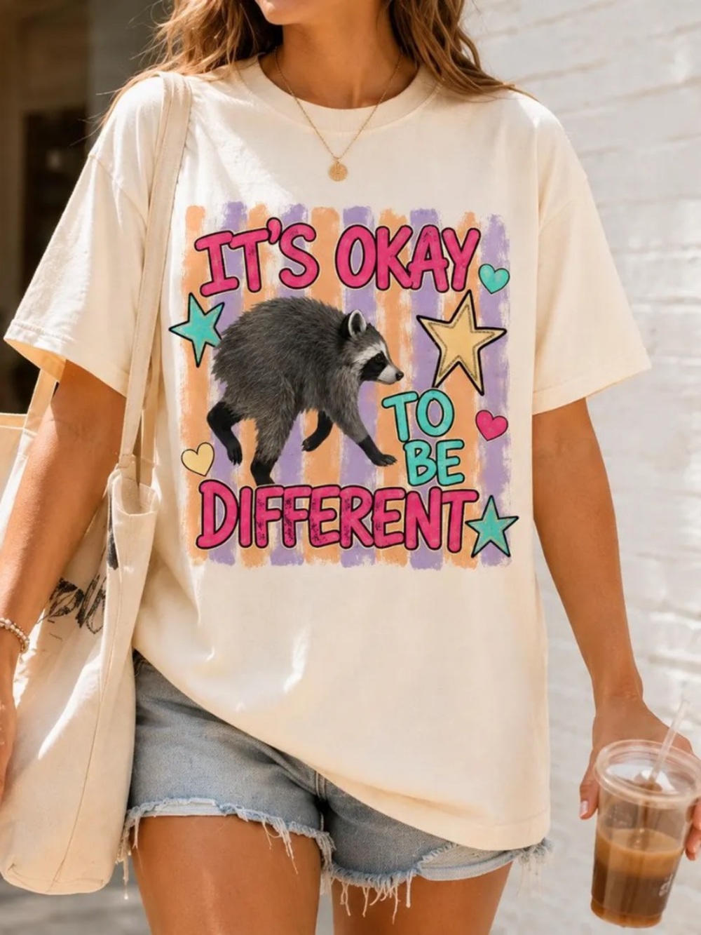 It’s Okay To Be Different Tee, Seattle Raccoon Tee, Cute Animal Graphic Vintage